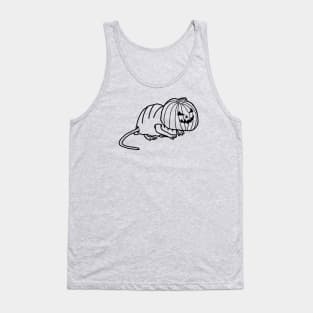 Cute Rat Wearing Halloween Horror Costume Minimal Line Art Tank Top